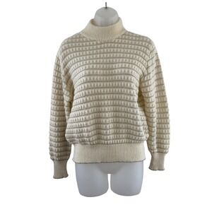 Vintage Galeries Lafayette Sweater Womens 2 Cream Metallic Stripe Italy 1980s